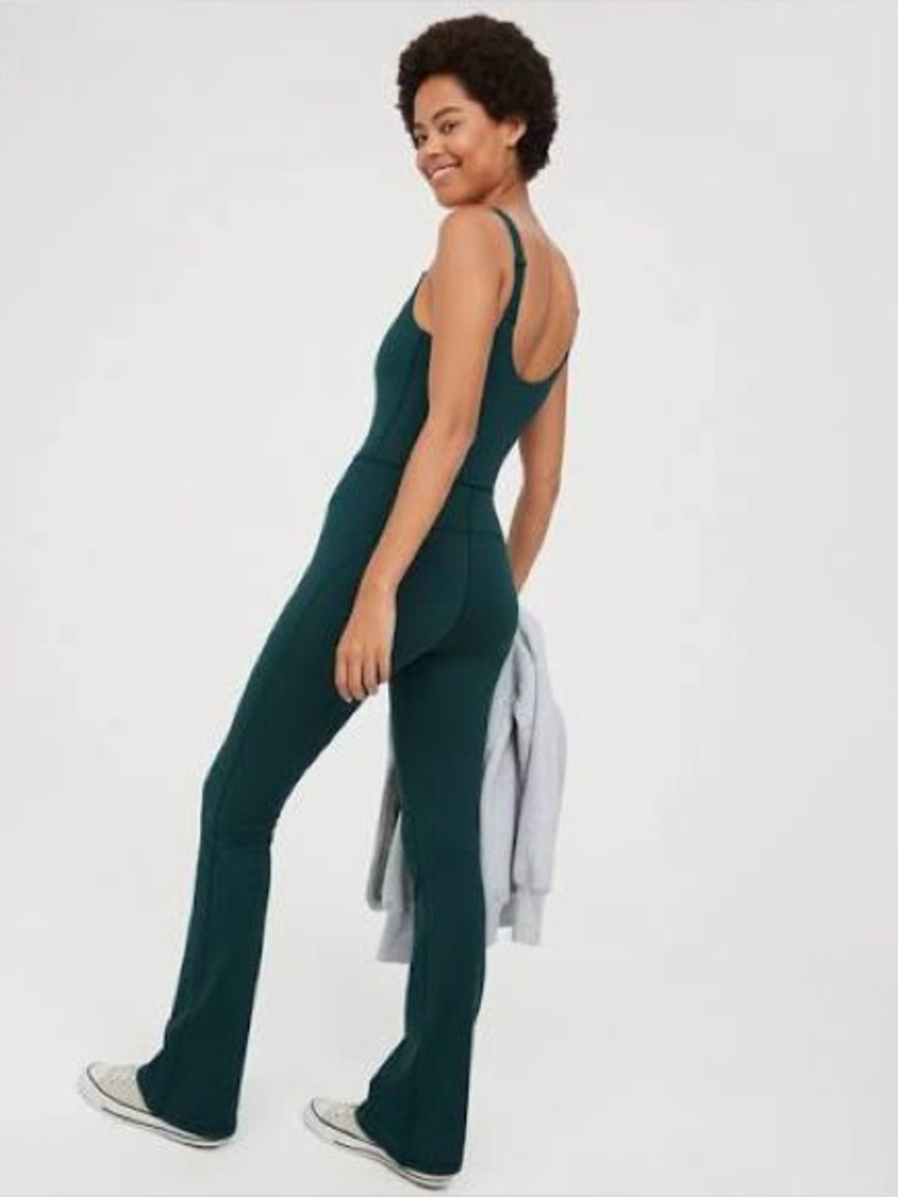 Offline Aerie The Hugger Bootcut Full Length Jumpsuit Forest Green XS Casual - Picture 12 of 12